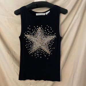 Blk tank with gold sequined star